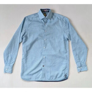 Luchiano Visconti Cotton Striped Dress Shirt Size 18 Neck Blue